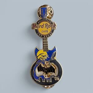 Hard Rock Pin 2006 Las Vegas Halloween Guitar Dangle Bat